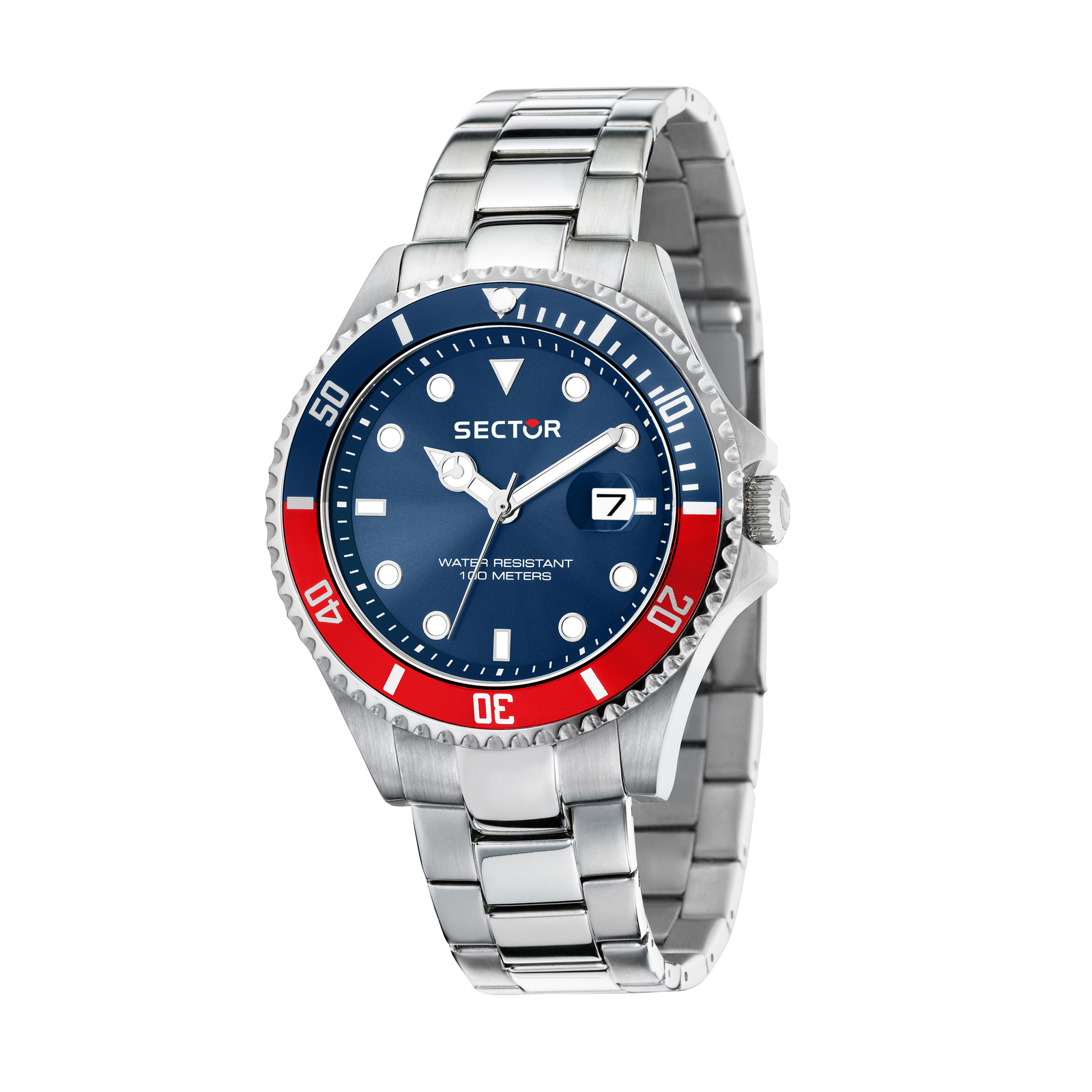 Sector Reloj Hombre Caja De Acero Pulsera Acero De Color Plata Resistente Al Agua 5 Atm R3253161057