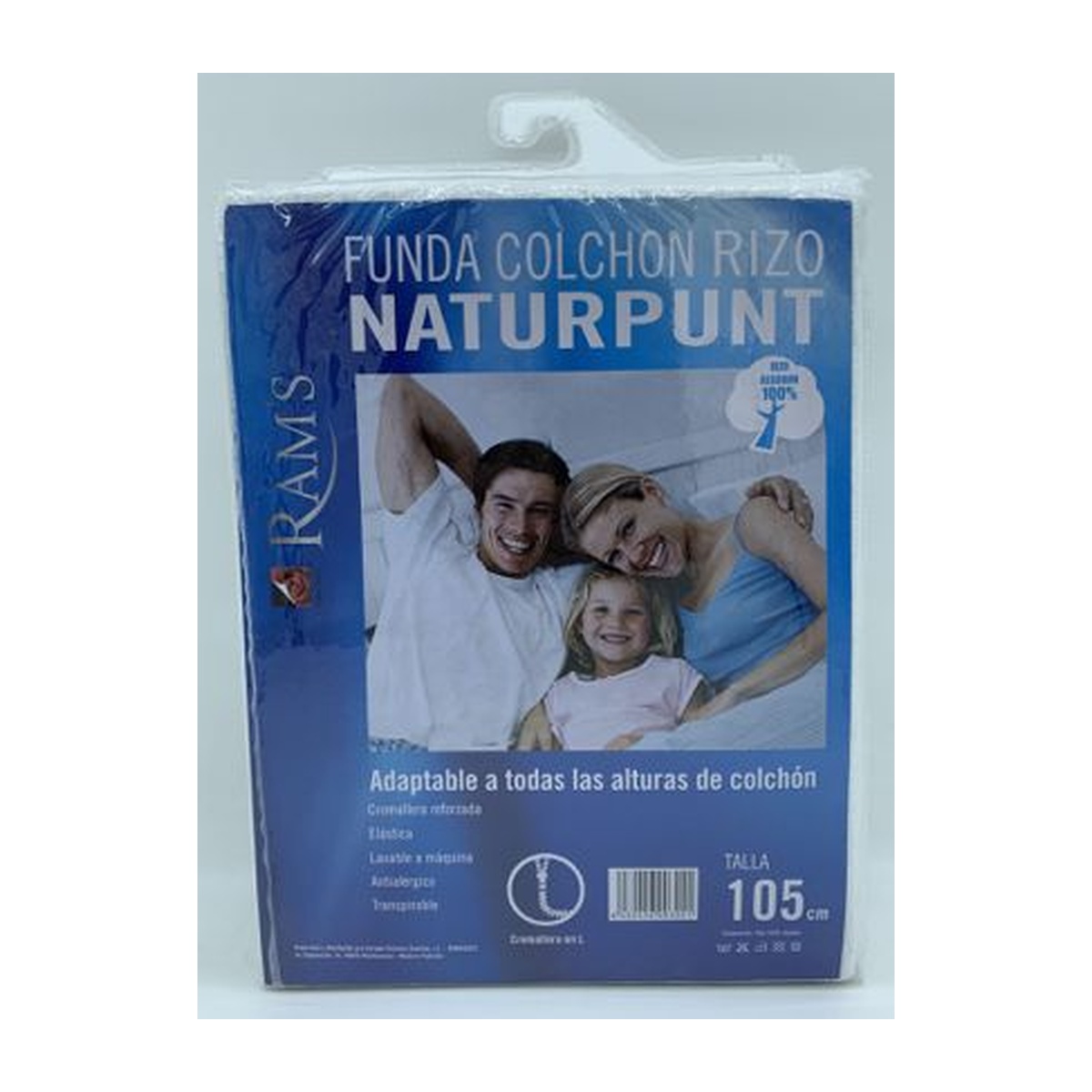 Funda de Colchón Naturpunt de Rizo Ram'S con Cremallera | Cubierta Textil Adaptable para Colchones de 190 o 200 cm de Largo | Poliéster para el Cuidado de la Cama | Anchos 90, 105, 135, 150 y 180 cm | 1 Unidad