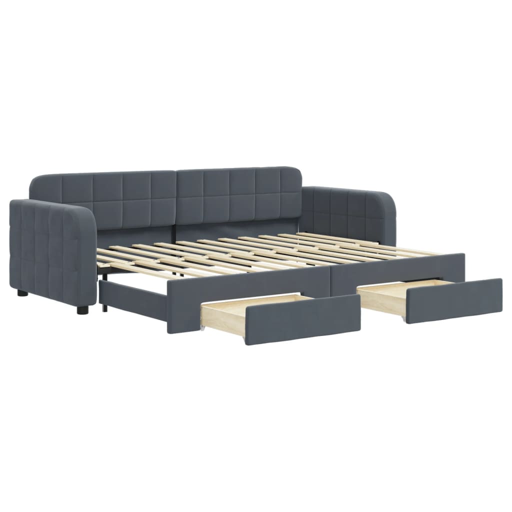 vidaXL Sofá cama nido con cajones terciopelo gris oscuro 80x200 cm