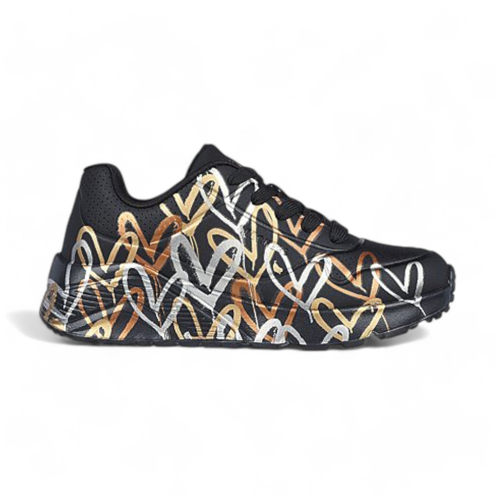 SKECHERS UNO LITE METALLIC LOVE NEGRA