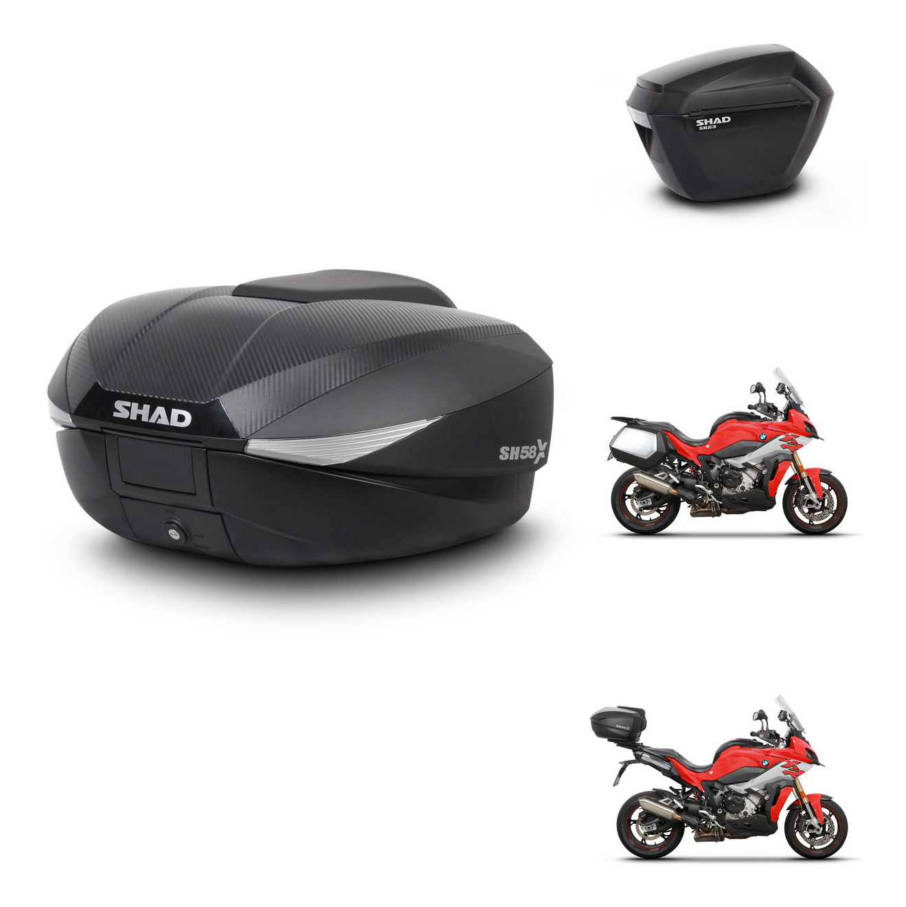 Maletas Laterales + Baul Trasero + Herraje 3P + Herraje Montaje Sh58x Sh23 KIT-261119