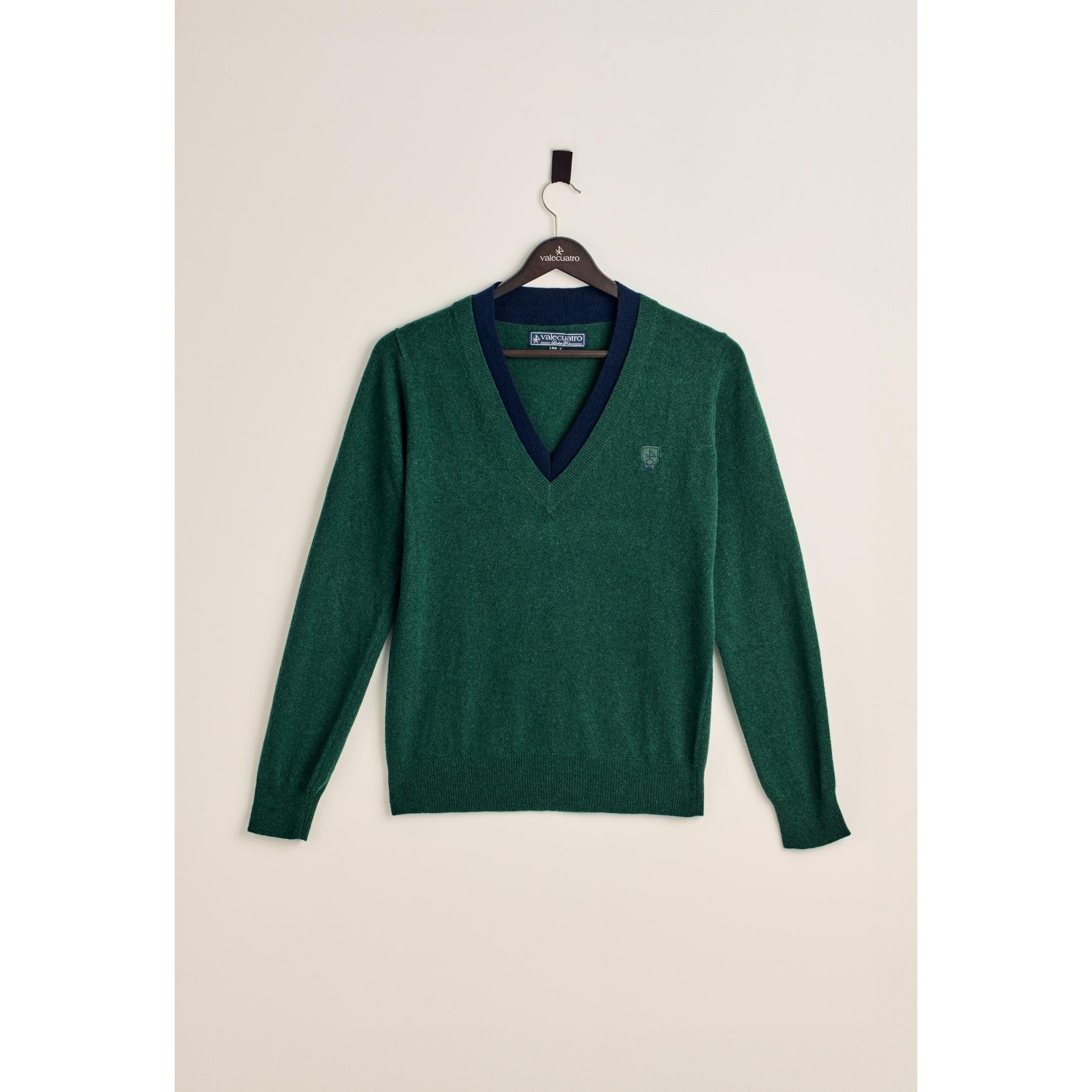 Jersey cuello pico Valecuatro de mujer color verde