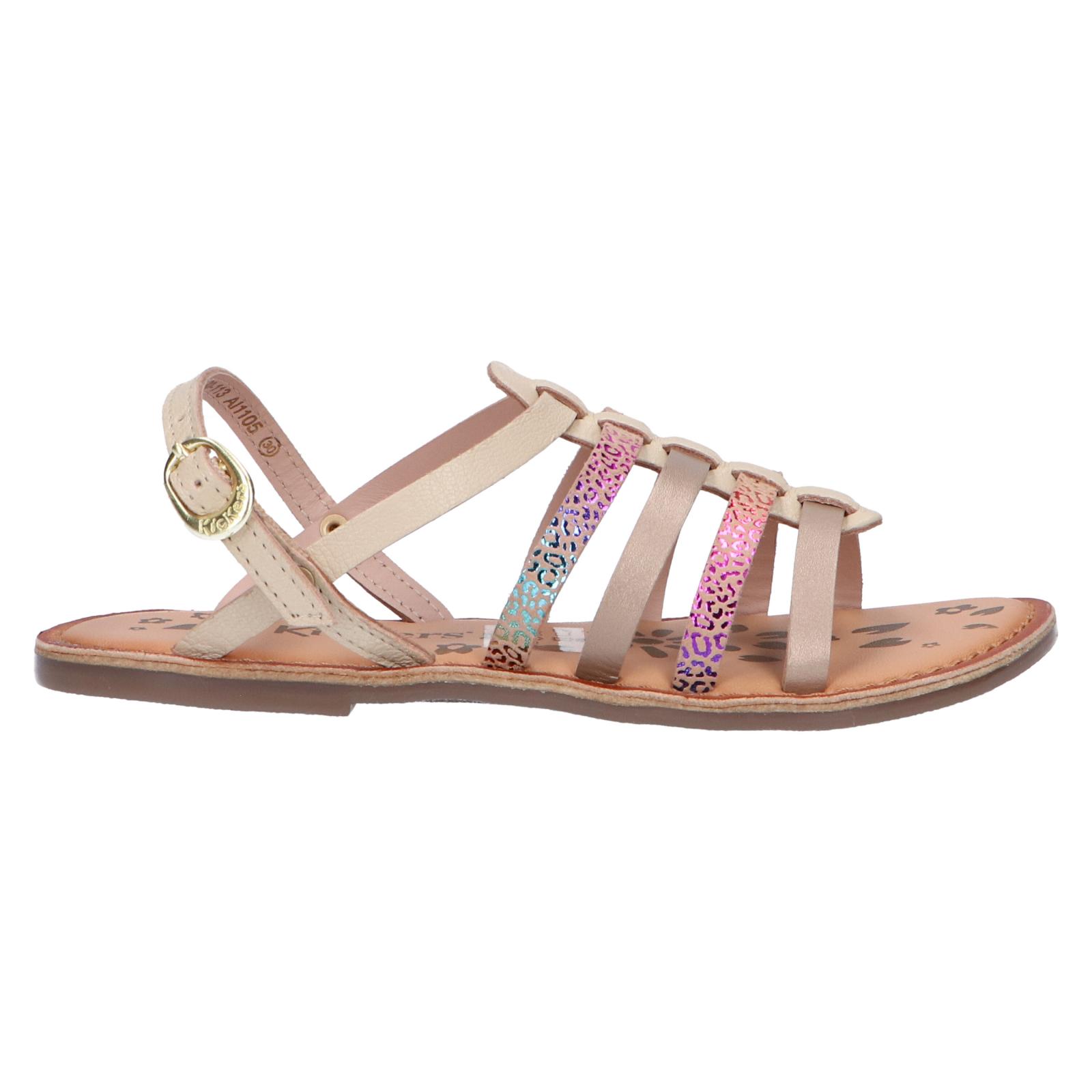 Women's and girls sandals kickers 695573 -30 dixon 113 beige multicolor leopard