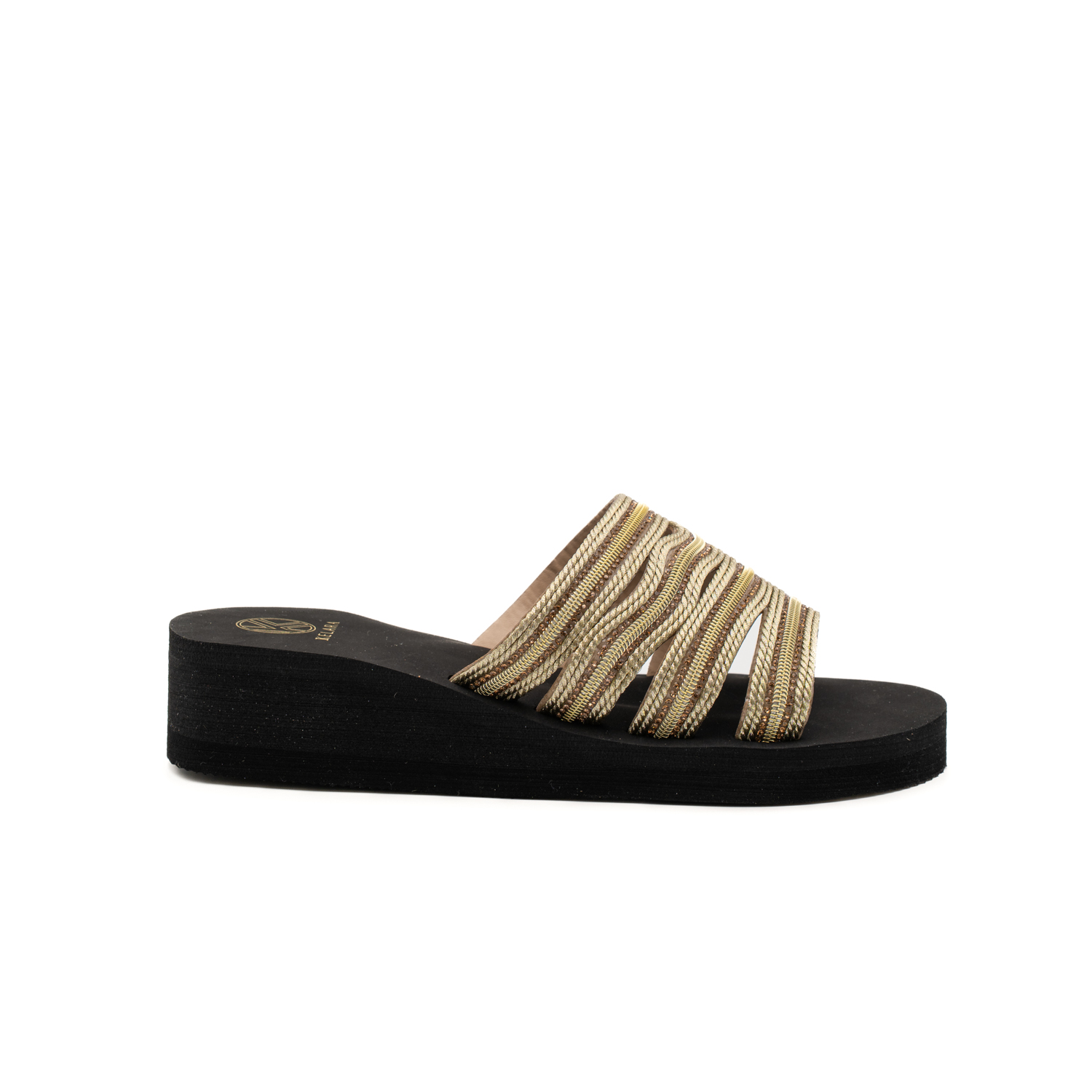 Kelara K62403 Sandalias de cuña de mujer con tiras brillantes