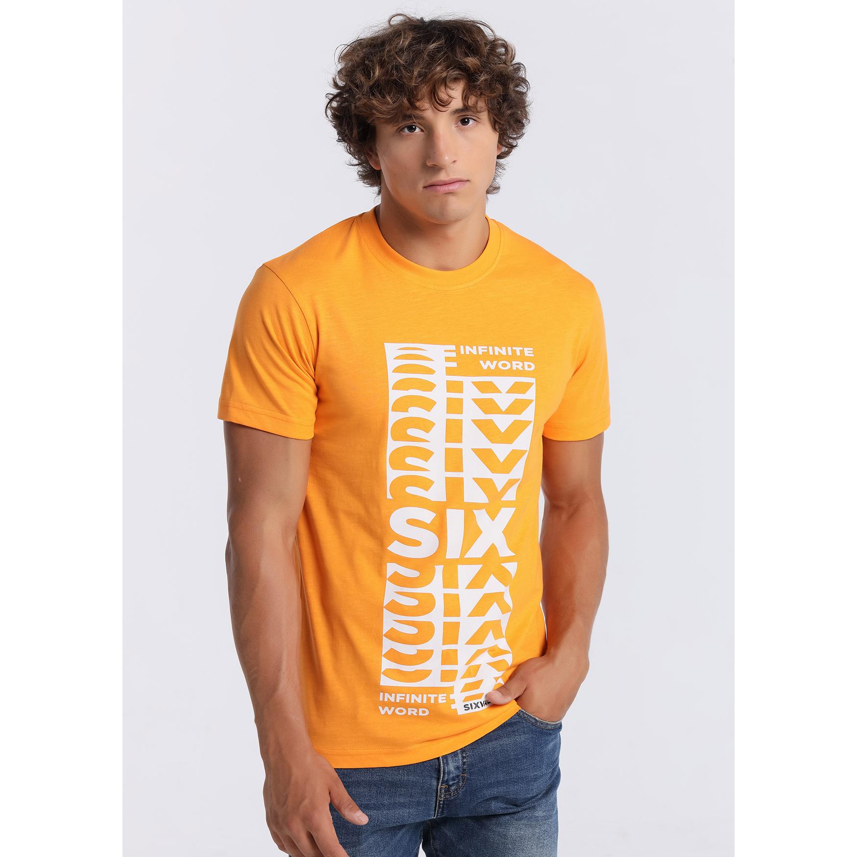 SIX VALVES - Camiseta Crew Orange Basic