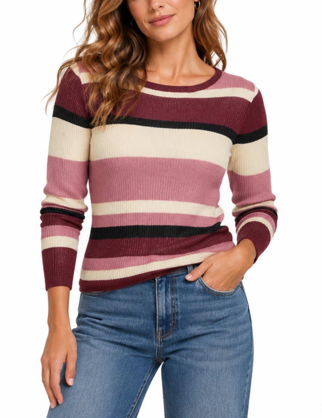 Jersey Vila Ember rosa rayas lúrex fino para mujer