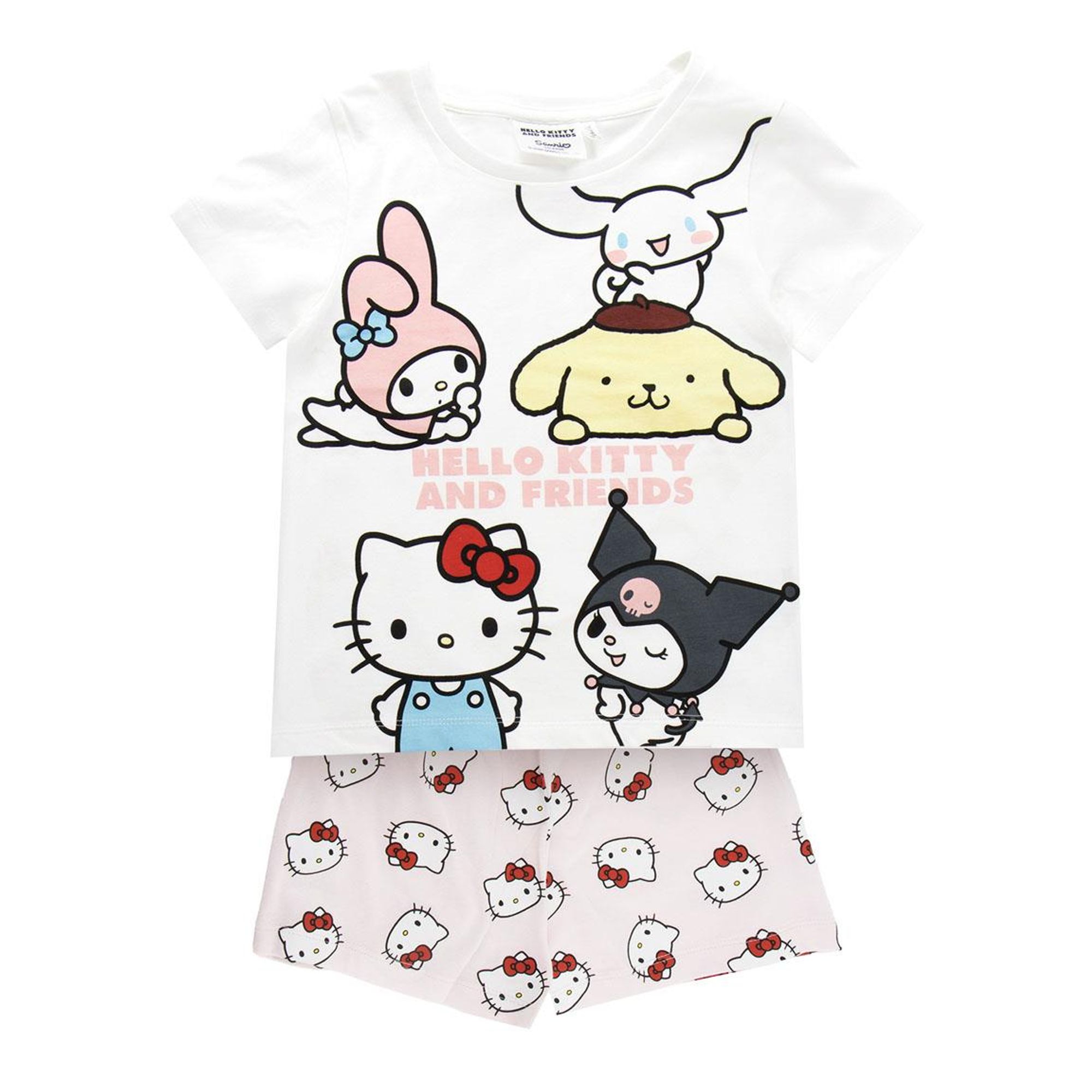 Pijama Corto Hello Kitty 2 Piezas - Conjunto Verano Hello Kitty con Camiseta Manga Corta y Pantalón Corto, Pijama Suave y Transpirable, Ropa de Dormir Cómoda