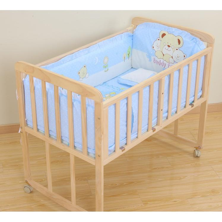 TK Parachoques de Algodón Puro para Cuna de Bebé, juego de almohada de 120x60cm, Kit de ropa de Cama Infantil, 5 UDS.