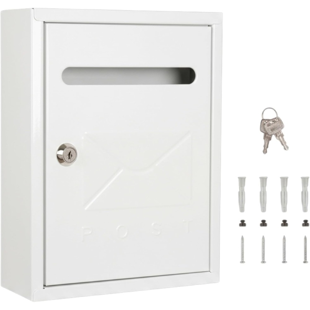 Buzón Metálico de Pared para Exterior o Interior con Cerradura de Llave Buzones con Anclaje 26x20x8cm. COSHANO