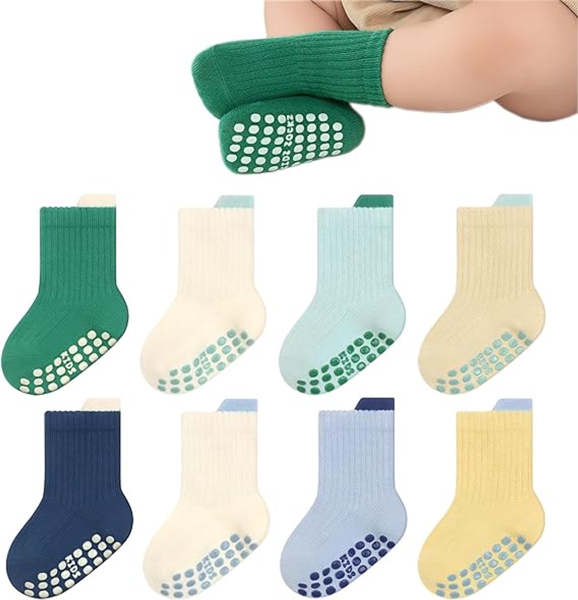pares de calcetines antideslizantes para niños pequeños - calcetines transpirables hasta la mitad de la pantorrilla - calcetines de suelo para niños pequeños - calcetines de primavera y otoño para niños - cálidos y cómodos - para niños y niñas - talla M -