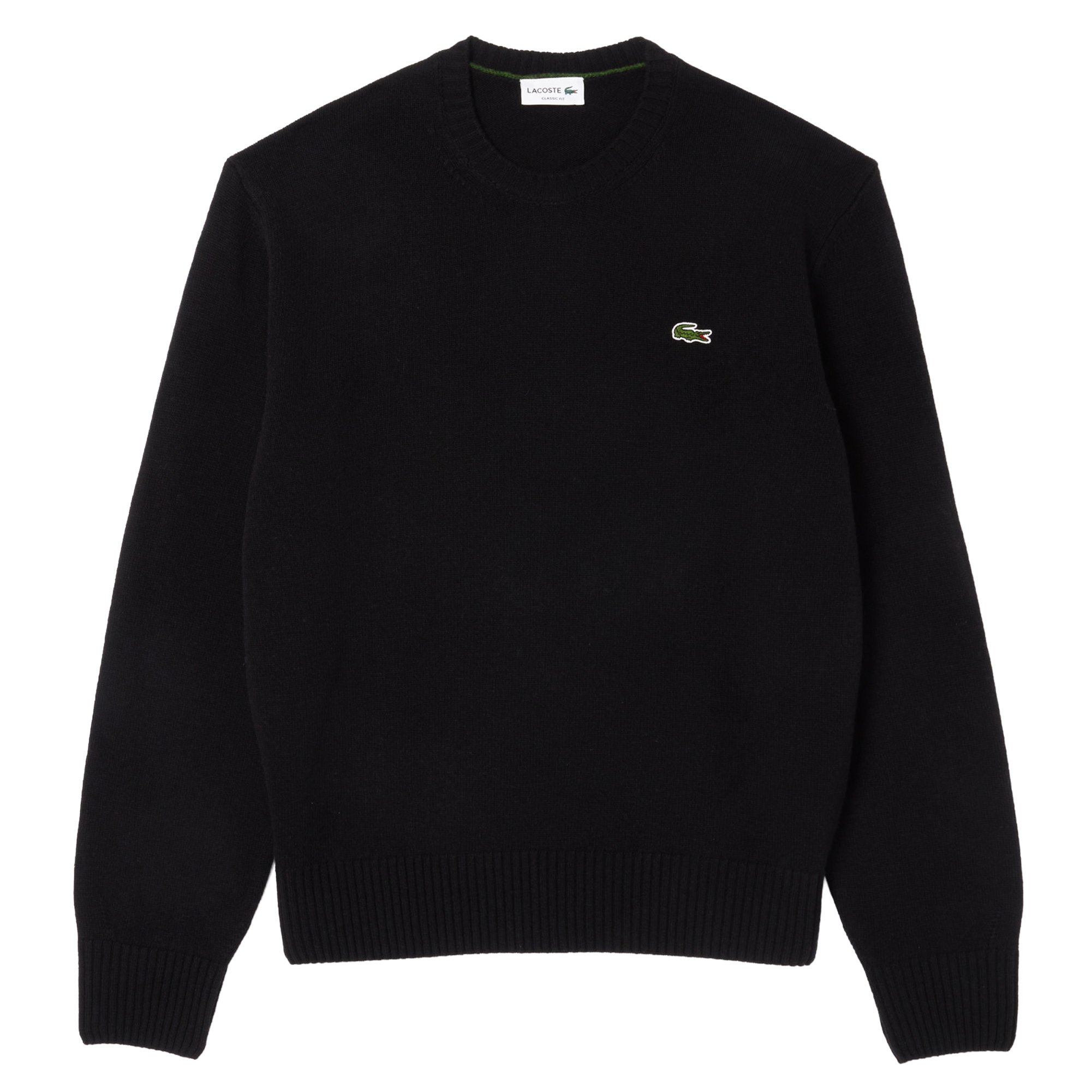 LACOSTE Jersey de punto para hombre, lana merina - Monochrome Carded Wool Jersey Crew Neck Sweater, Regular Fit Monochrome Carded Wool Jersey Crew Neck Sweater