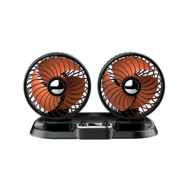 Ventilador de coche de doble cabezal, rotación de 360°, ventilador de refrigeración USB ajustable a 180°; ventilador circulador de aire portátil alimentado por USB (2,4 A)