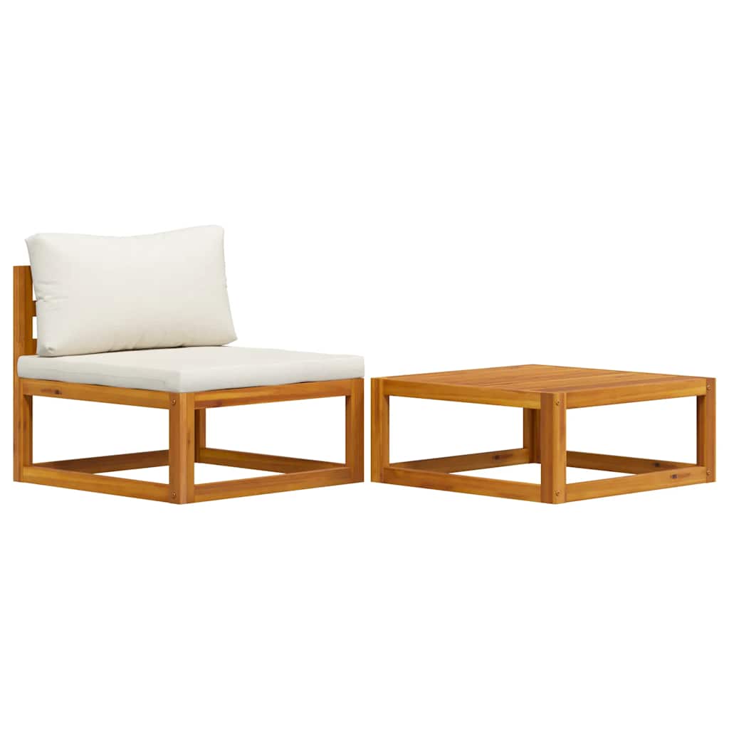 vidaXL Set de sofá de jardín 2 pzas con cojín madera maciza de acacia