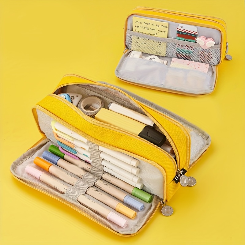 Estuche de lápices Simple de tres capas de gran capacidad, caja de papelería