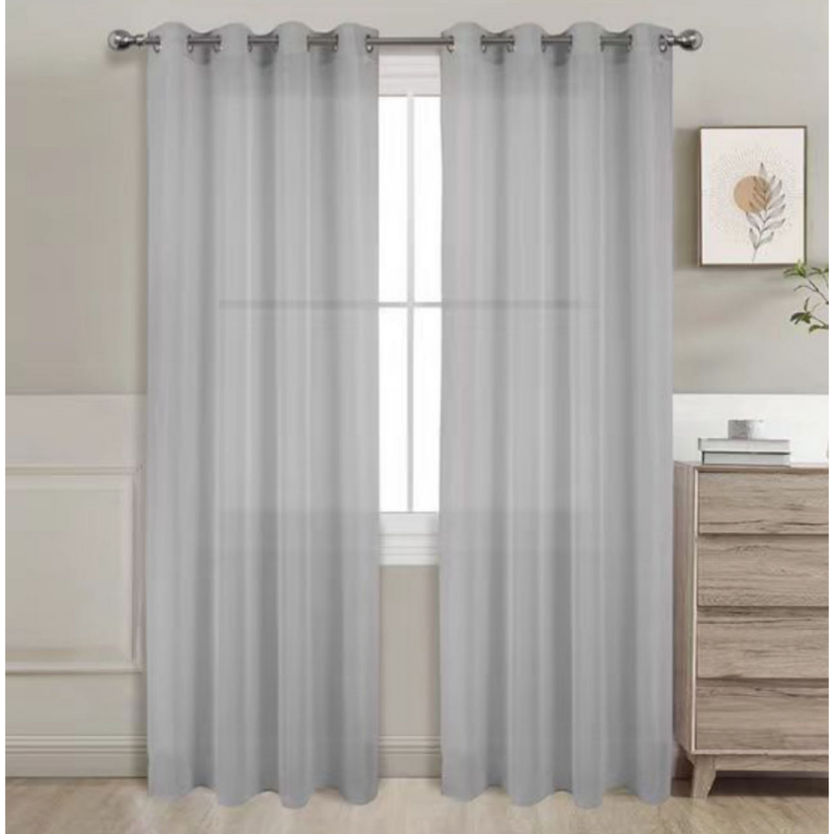 Cortina Transparente 2 Hojas Cortina Translucida de Dormitorio Moderno 8 Ojales Color Puro Visillo Decorativo para Ventana Salón Cuarto Dormitorio Comedor Cocina Oficina 140x260cm 7912