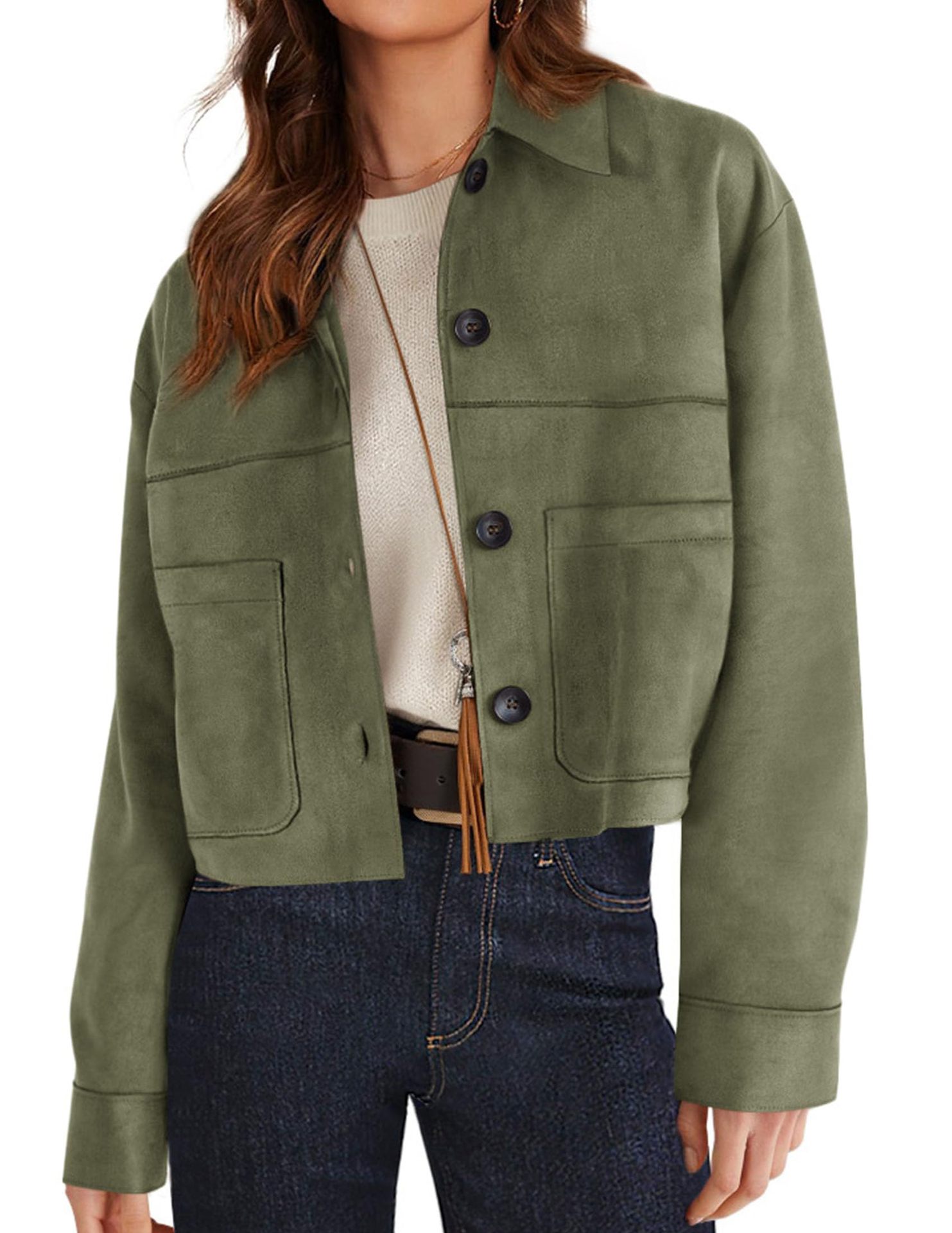 Chaqueta corta de gamuza sintética para mujer, casual, ligera, a la moda de otoño 2026, abrigos de invierno, ropa de moda
