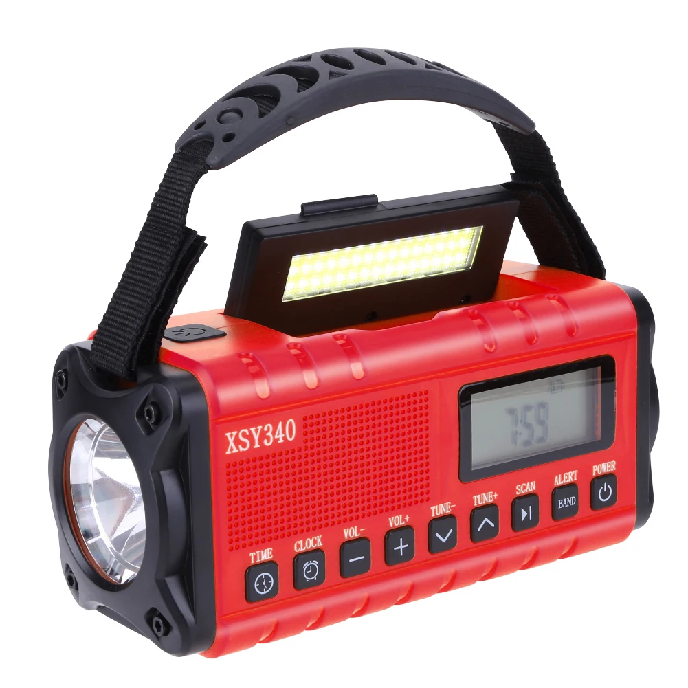 TK Radio De Emergencia Portátil 10000mAh Con Solar Y Manivela LED Linterna Banco DE LA Energía Recargable AM FM NOAA Weather Radio Cargador USB