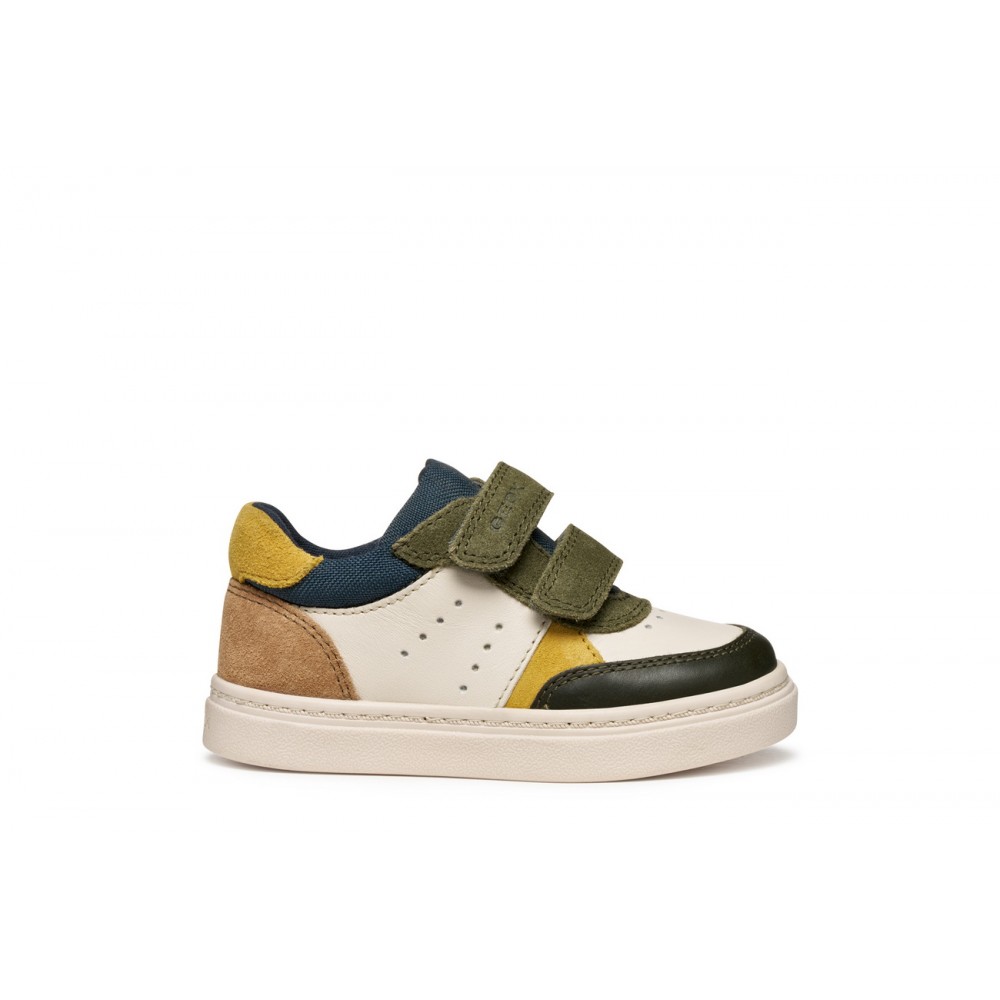 GEOX B465NC C1M3X  36197 25I SNEAKERS VELCROS IVORY/DK GREEN