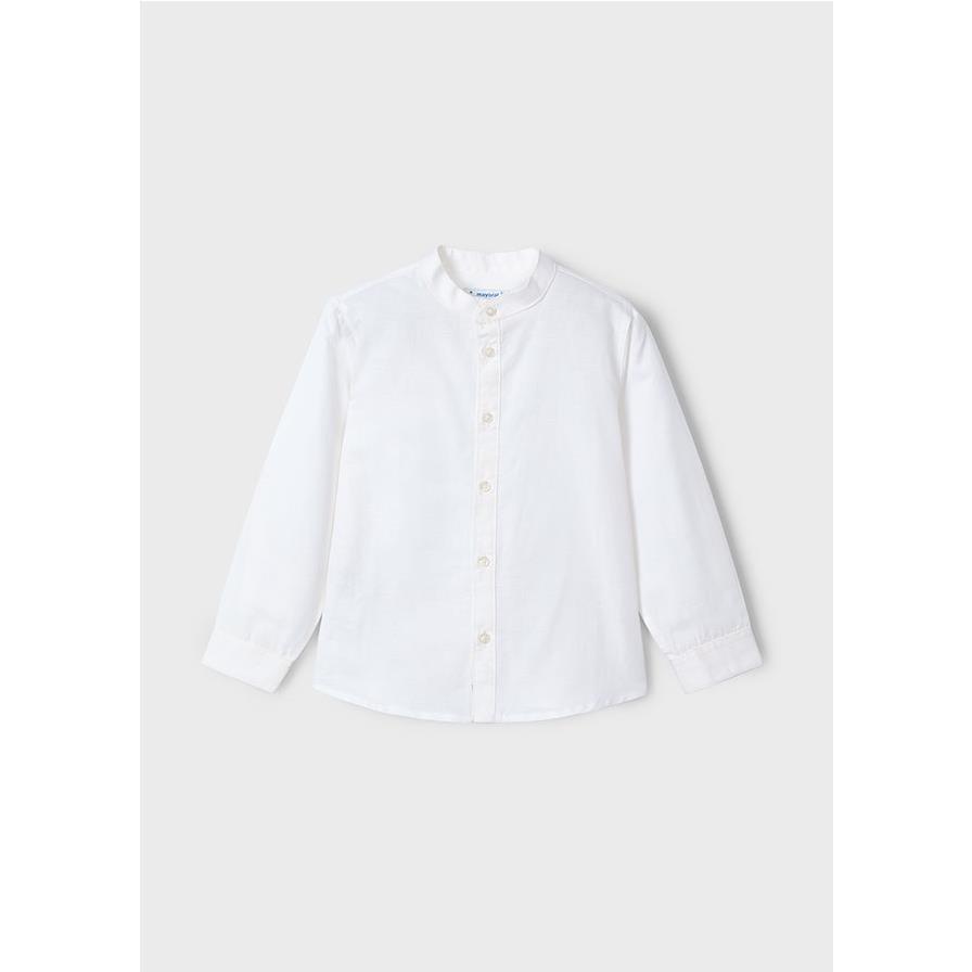 Mayoral - Camisa cuello mao para niño, de lino natural, estilo clásico y cómodo, ideal para ocasiones formales e informales