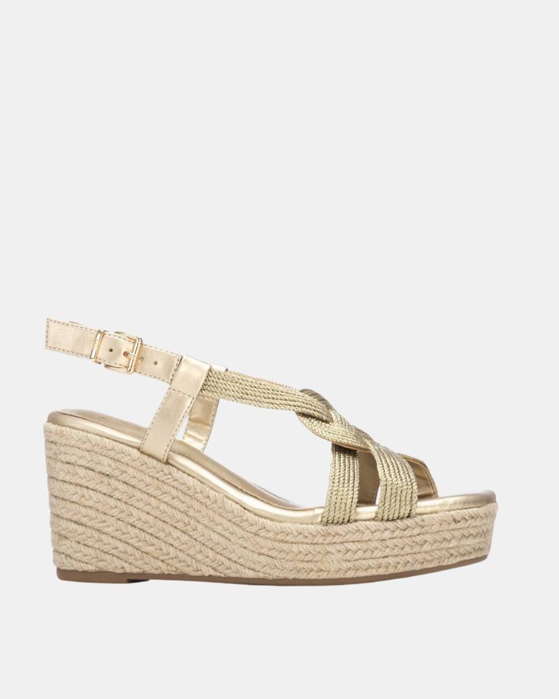XTI 145458 Sandalias Abiertas Rafia Mujer Oro