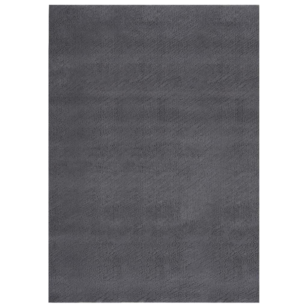 Vidaxl Alfombra Pelo Corto Suave Lavable 160x230 Cm Color Negro Antracita Gris