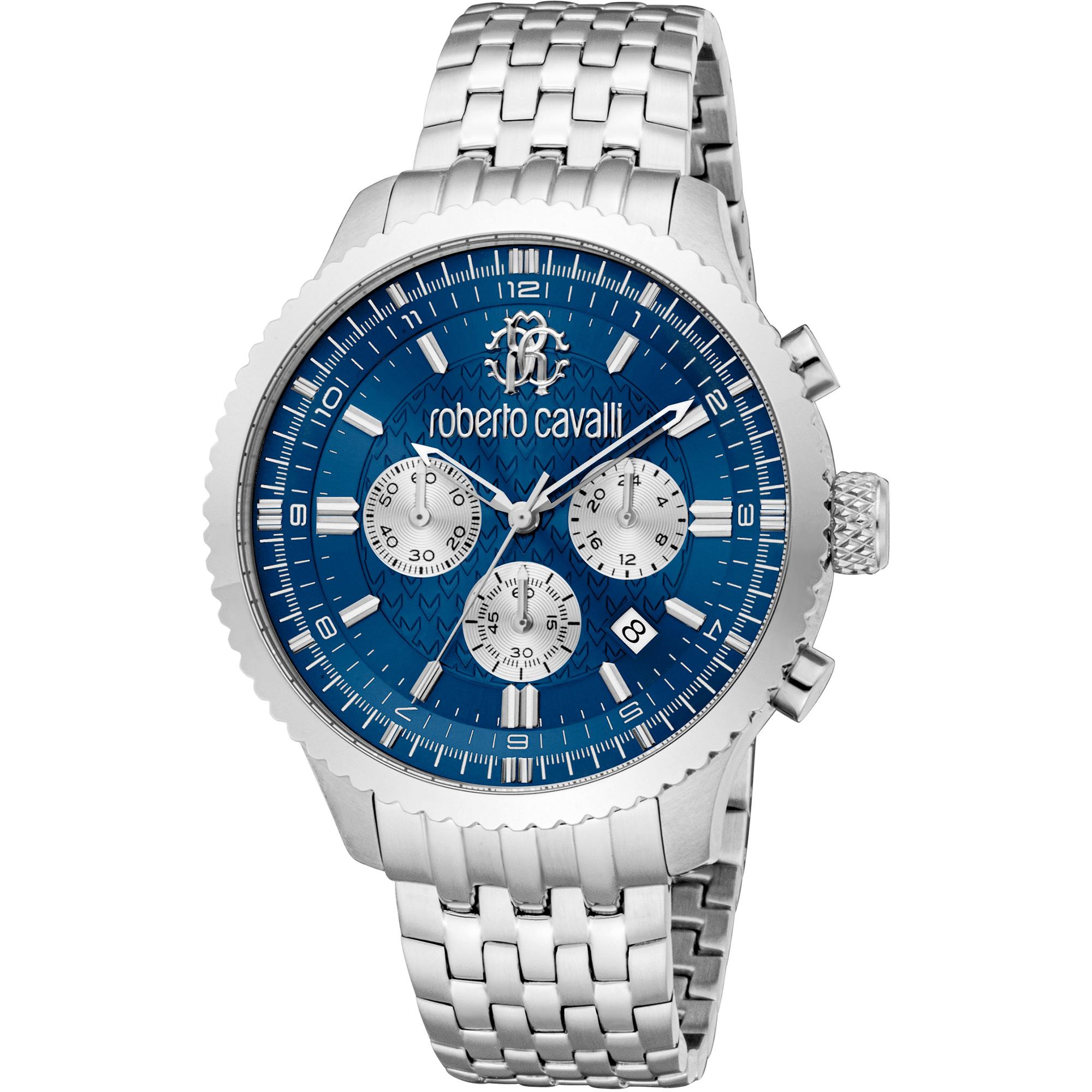 Reloj De Pulsera Roberto Cavalli Roberto Cavalli Gent - Rc5G127M0065 Correa Color: Gris Plata Dial Azul Noche Gris Plata Hombre