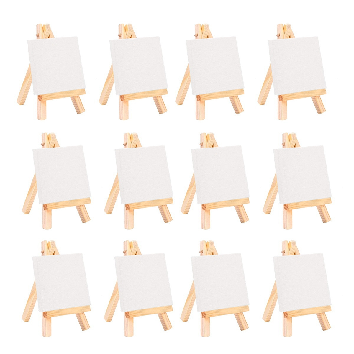 Mini caballete para artistas de piezas, juego de Mini lienzo de 3 pulgadas x 3 pulgadas, pintura para niños, dibujo artesanal, mesa pequeña para la escuela, 12 unidades