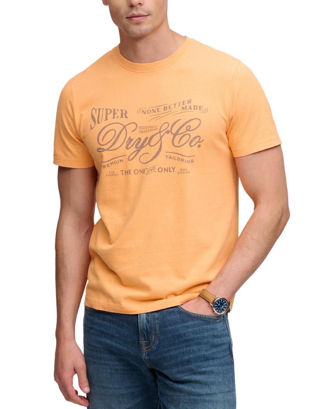 Camiseta Superdry Vintage naranja manga corta para hombre