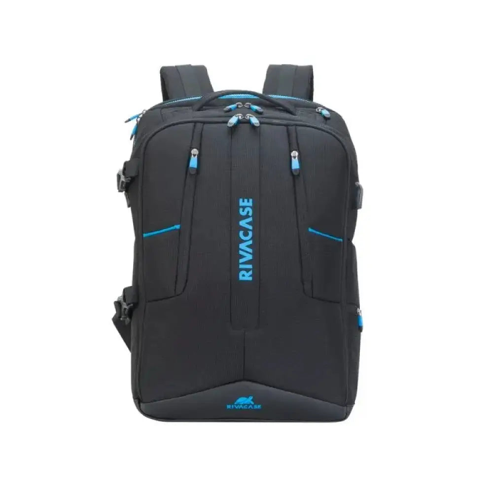 Rivacase - Mochila gaming Borneo 7860 de poliéster impermeable para portátil 17.3 pulgadas con compartimento USB y bolsillo antirrobo