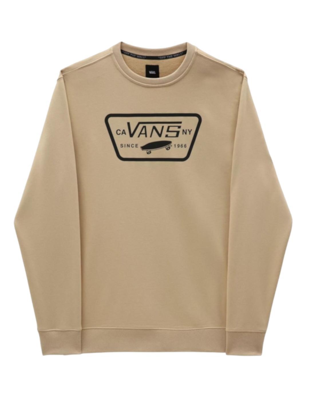 Sudadera Vans Full Patch Crew II Beige - Estilo Deportivo y Cómoda