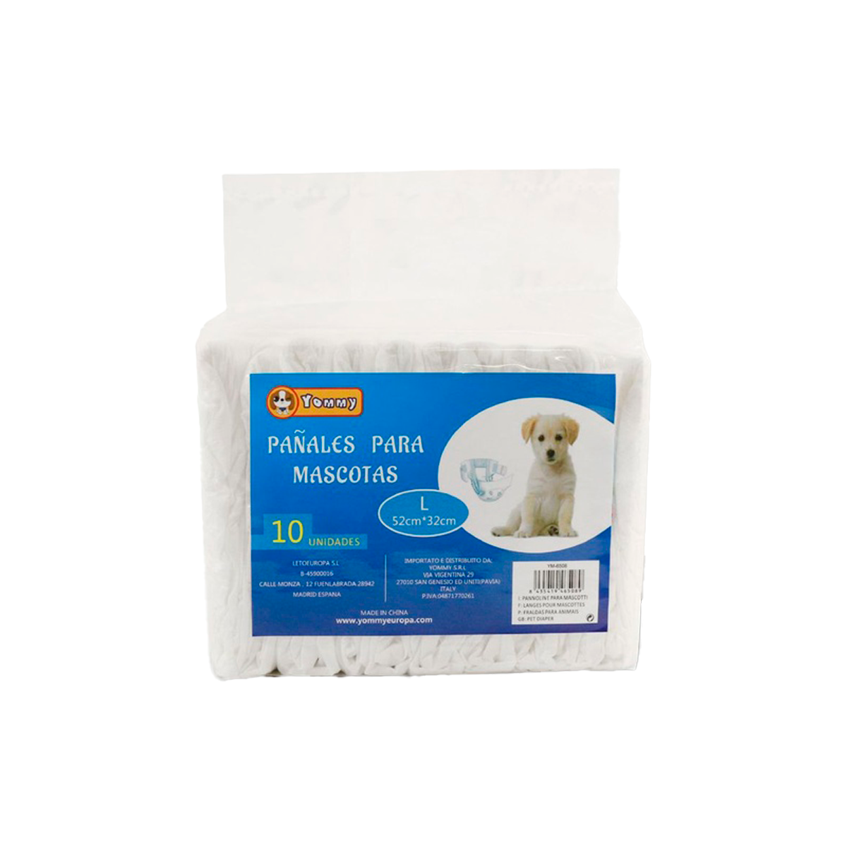Pañales para Perros Desechables Pack 10 pañales Hembra o macho Cachorro Entrenamiento Súper Absorbente - Yommy