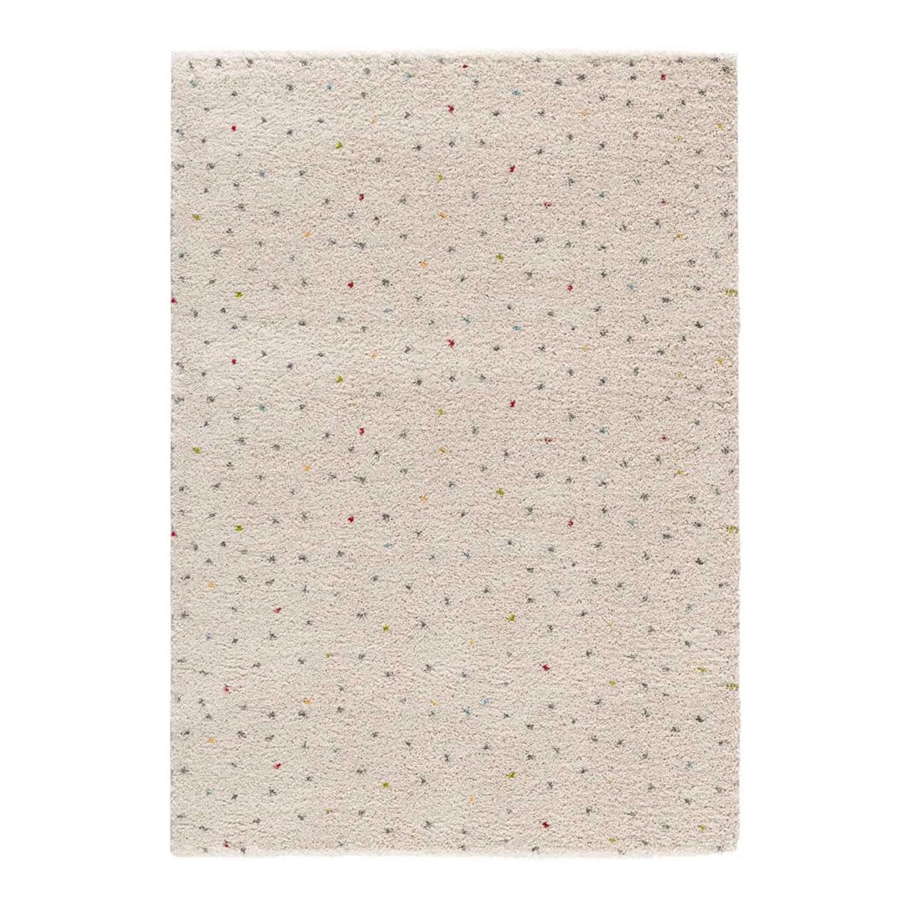 ATTICGO Alfombra interior shaggy moderna en crema/negro - LUSH DOTTIE | 80x150, 120x180, 140x200, 160x230, 200x290 cm