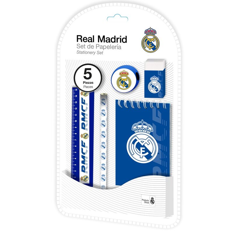 Set Papeleria Real Madrid 5 Piezas Producto Oficial, Regalos para Todos