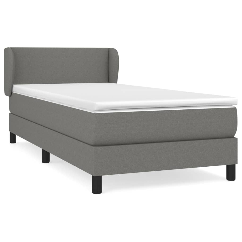 vidaXL Cama box spring con colchón tela gris oscuro 100x200 cm