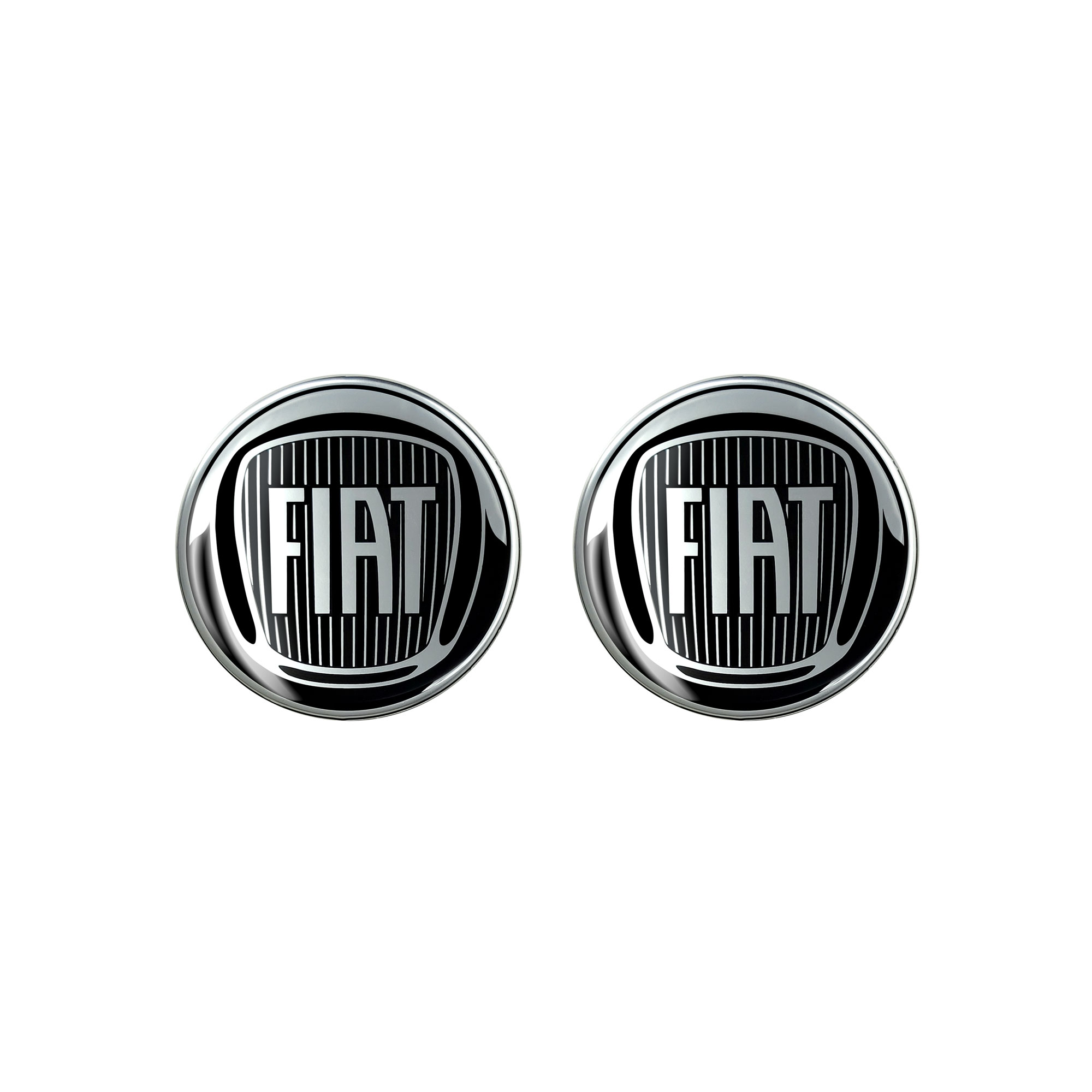 Fiat 3D Logo Oficial Negro 12mm, 2 Piezas Pegatina