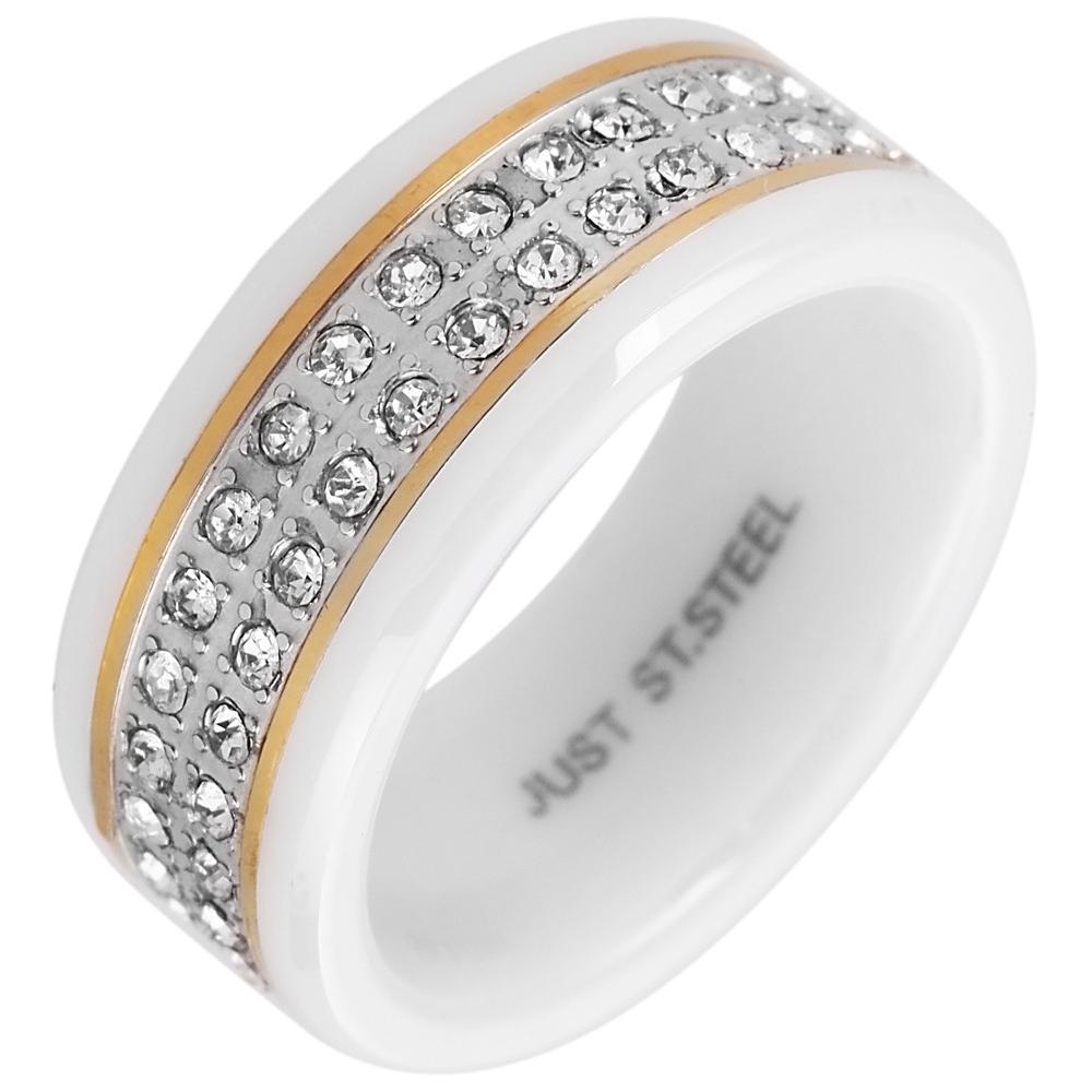 Just ® Anillo Pereta em Cerâmica com Dourado e Pedras Incrustadas - 54