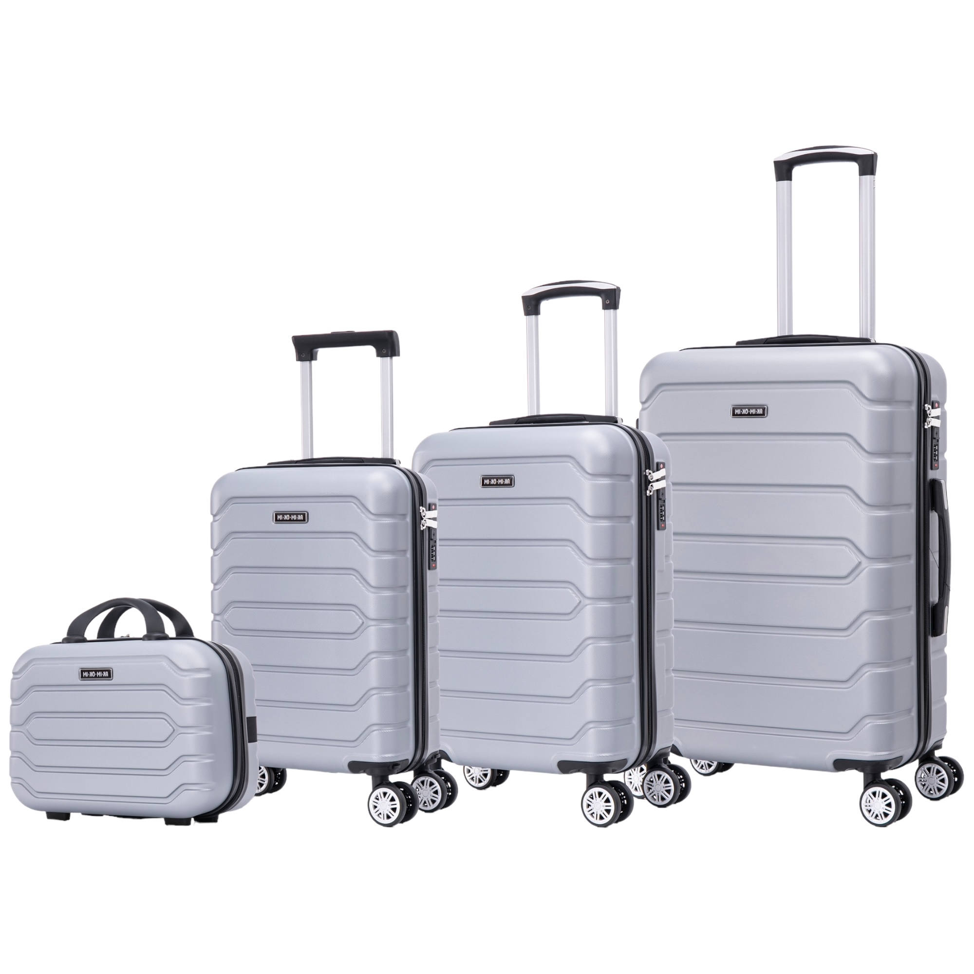 Conjunto de Maletas de Viaje Elegantes: Carcasa Ligera de ABS, Cerradura Numérica, 4 Ruedas Giratorias 360°, Asa Telescópica de Aluminio Juego de Maletas Set Trolley Maleta Cabina（7599 M004 8008 8002 ABS TOP)