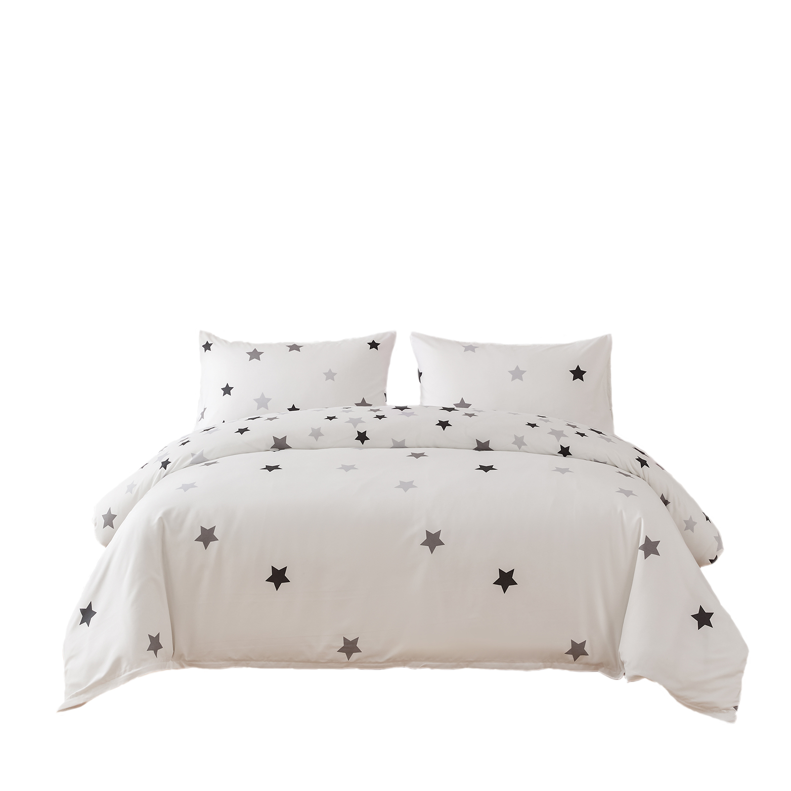 Juego de Funda Nórdica Estampada Blanca con Estrellas Grises y Negras