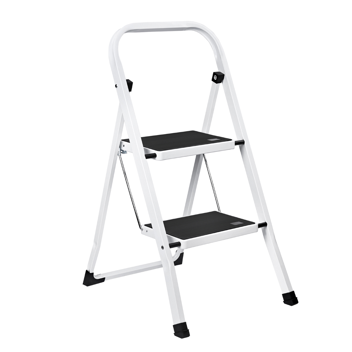 Escalera T-Lovendo Plegable 2 Peldaños Antideslizante Color Blanco