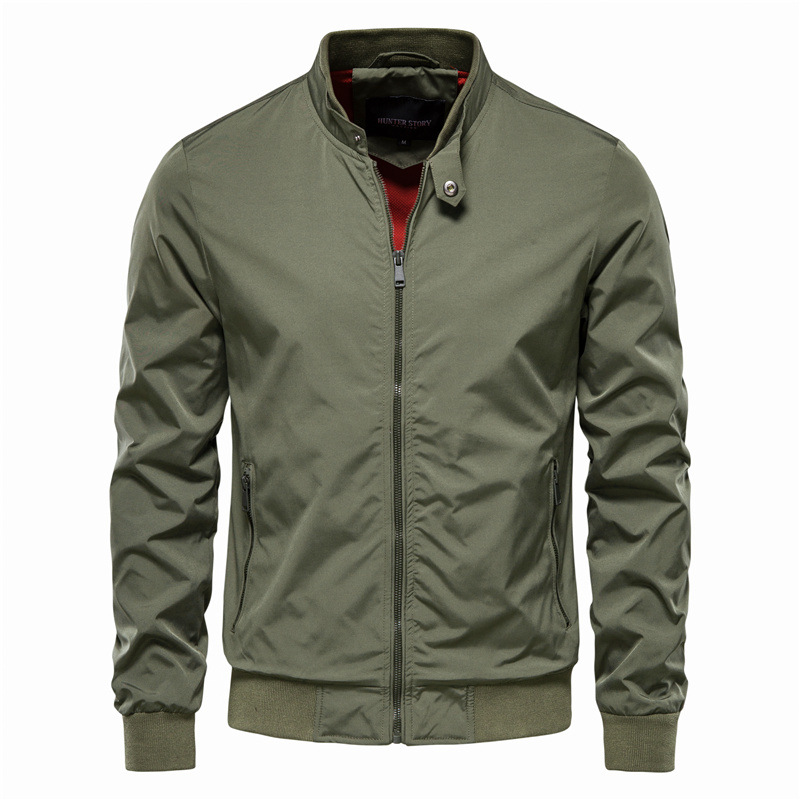 TK Nueva chaqueta de otoño con cuello levantado para hombre, abrigo informal de estilo coreano, chaqueta superior ajustada a la moda para hombre americano
