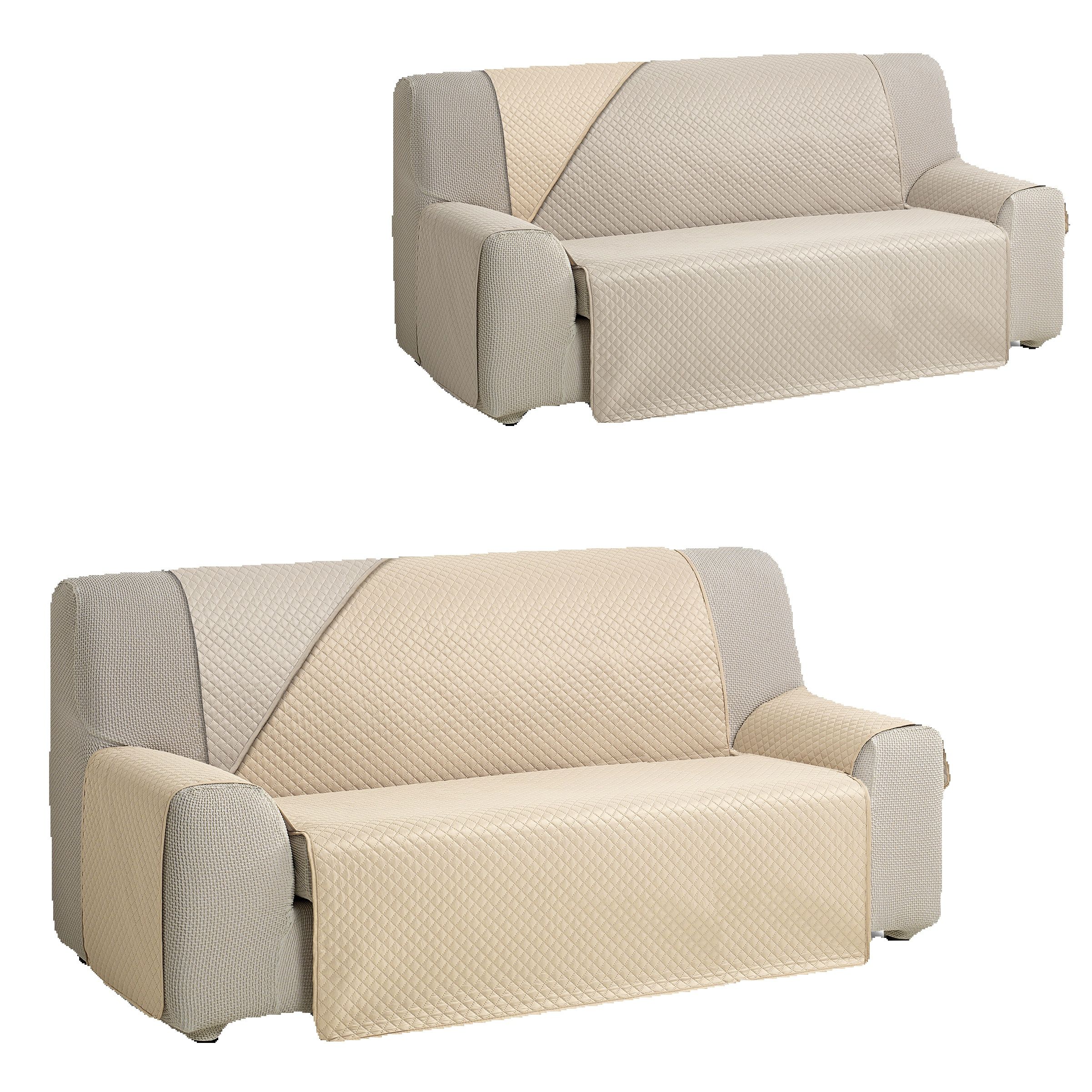 VALENTIA HOME Valentia Home - Funda Cubre Sofá Acolchada Reversible Rombo Bicolor para 1 a 4 Plazas - 13 Combinaciones de Colores