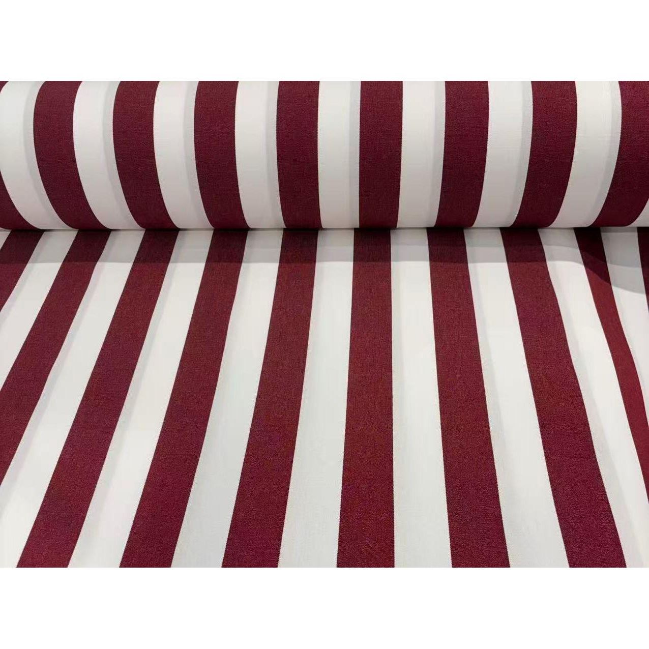 Tela para toldo con acabado de teflón – Rayas granate y blanco – Disponible en 1m, 3 m, 5 m, 8m y 10 m