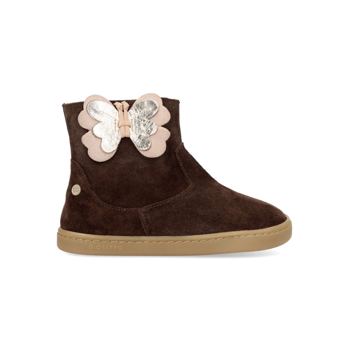 Gioseppo - Botines barefoot para niña de piel natural con detalle de mariposa, diseño versátil y moderno