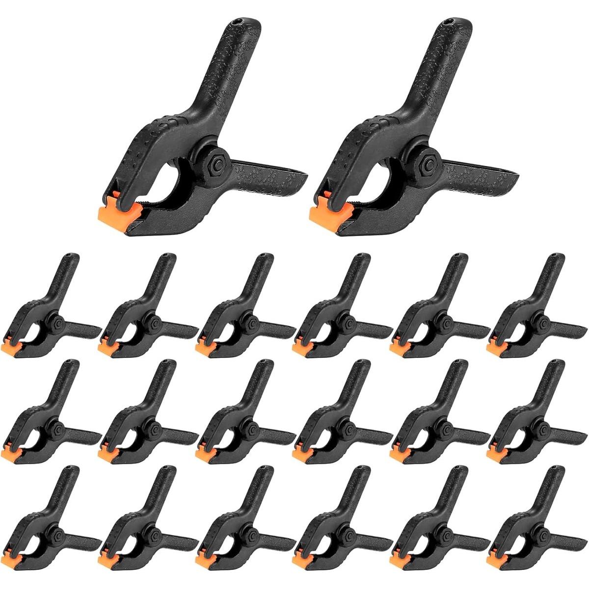 Om Home 20 abrazaderas para lona - Abrazaderas de resorte - Abrazaderas de 2 pulgadas - Abrazadera para carpintería y estudio fotográfico - Abrazadera de mercado - Extra fuertes - Abrazaderas para lona - Abrazaderas negras para pegamento de manualidades -
