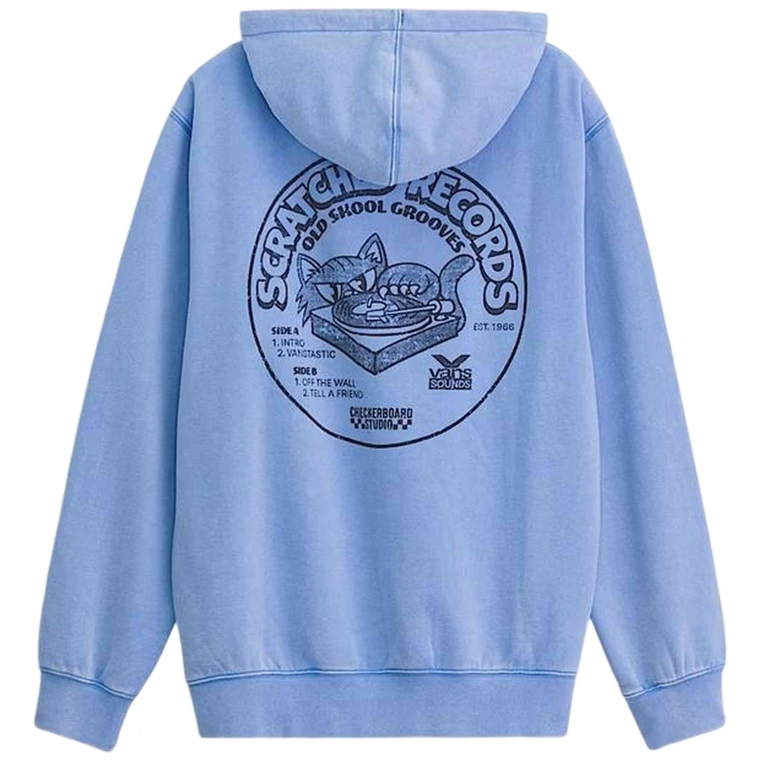 Sudadera Vans modelo Scratched Records Pullo Tranqui en color Azul