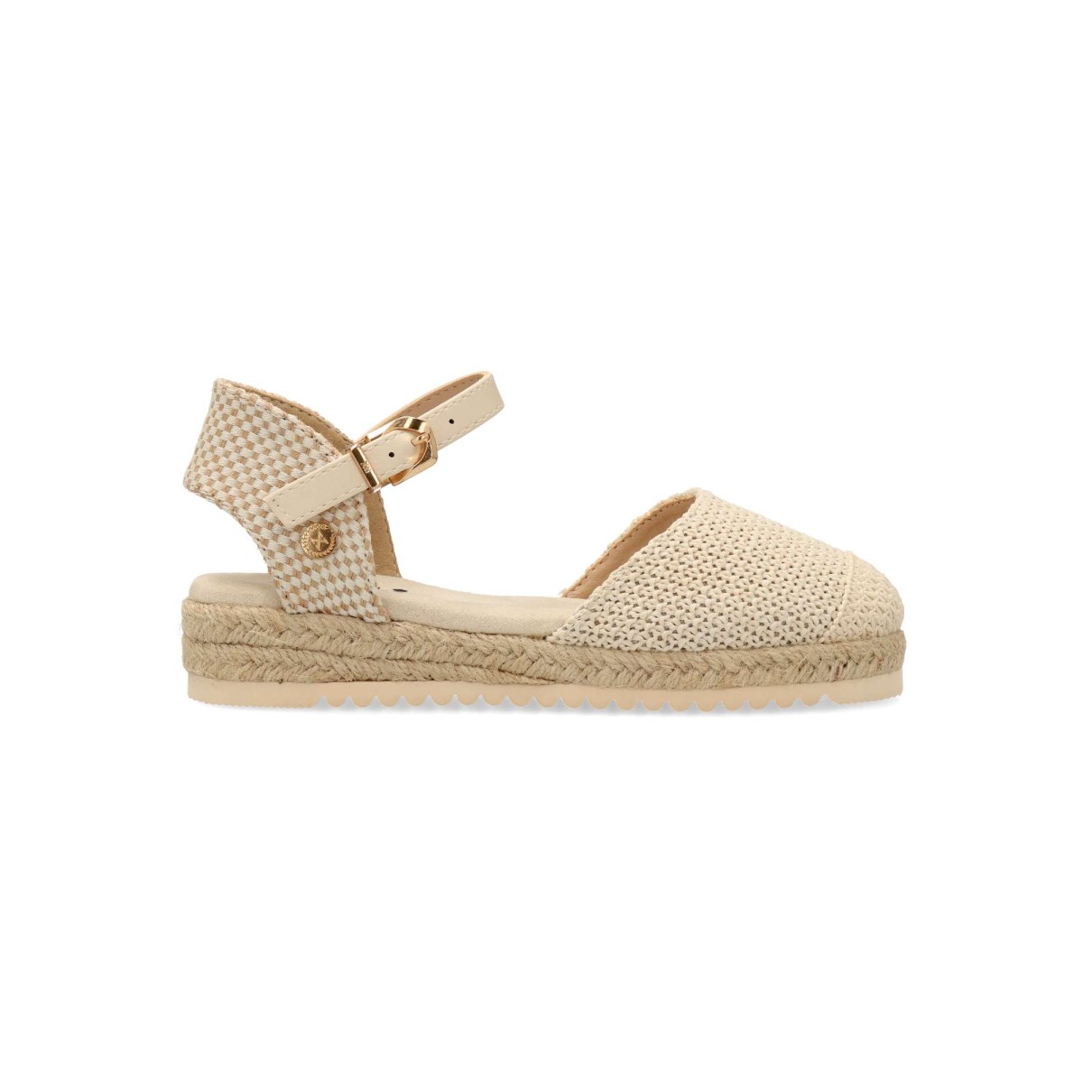 XTI - Sandalias valencianas para niña modelo rafia con suela EVA antideslizante, planta acolchada y cuña ligera certificadas veganas