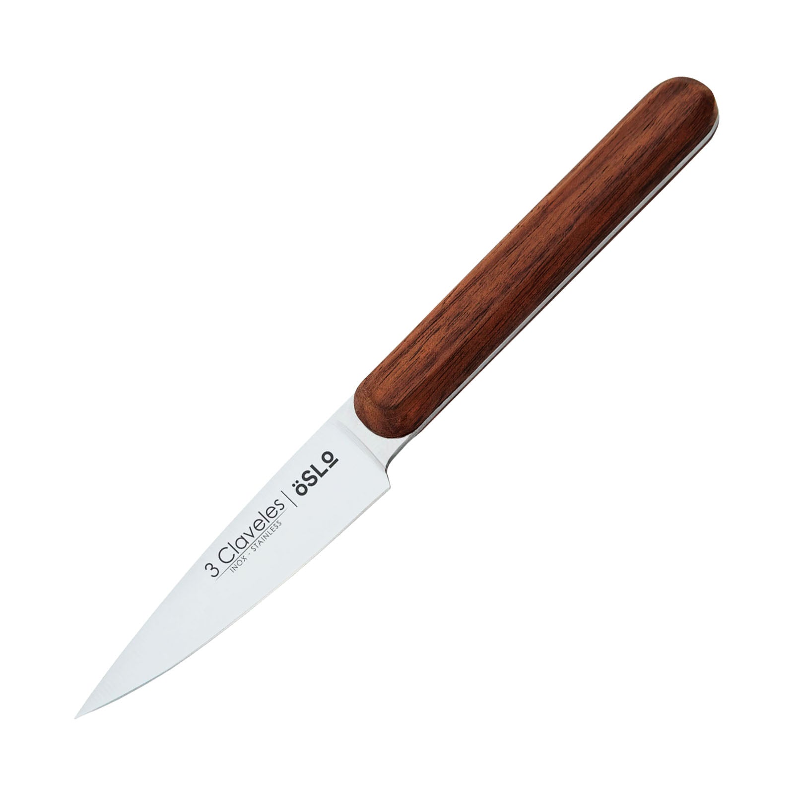 3 Claveles Oslo - Cuchillo Verduras 9 cm Acero Estampado y Mango Madera de Nogal
