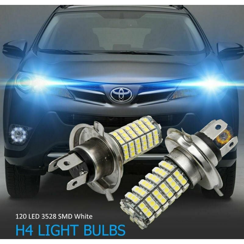 2X H4 lámpara de xenón 120 LED 3528 SMD faro bombilla de haz alto/bajo lámpara blanca