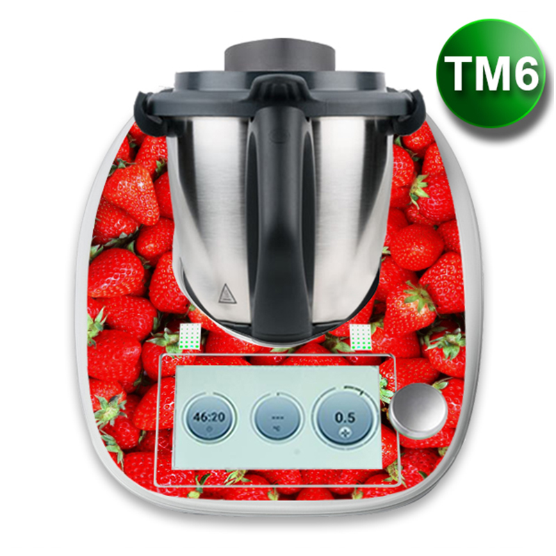 APCym Vinilo Adhesivo para  Máquina Cocinar Thermomix TM6 Modelo FRESAS. Tabla Deslizante 60x30cm OPCIONAL.