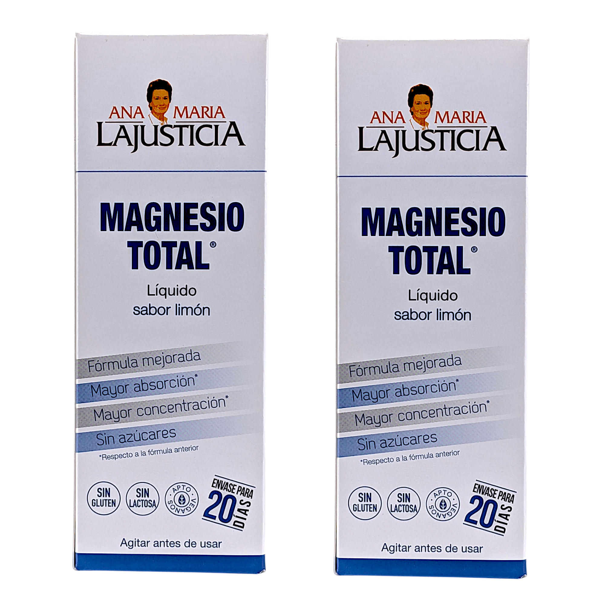 Ana María Lajusticia Magnesio Total Líquido 200 ml Pack x2 unidades - Hidróxido de Magnesio de Alta Biodisponibilidad - Soporte Neuromuscular y Equilibrio Electrolítico - Absorción Acelerada